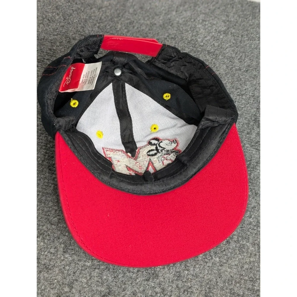 Disney Mickey Mouse Kids One Size Snapback Hat‎ Red Black Embroidered Signature
